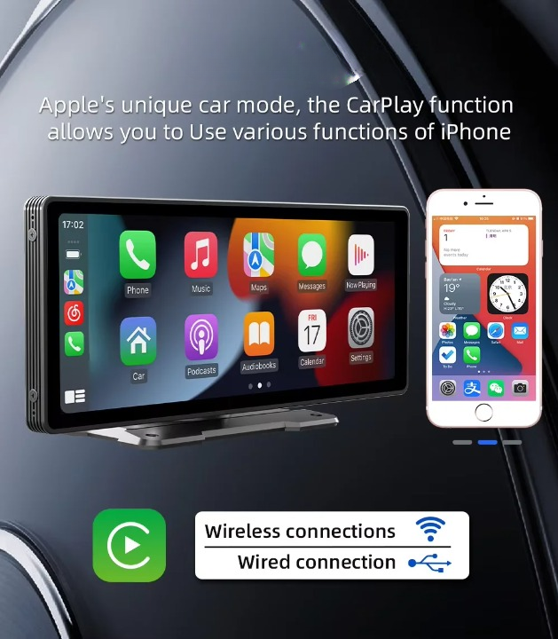 Uniwersalny odtwarzacz 10.26" z ekranem dotykowym. Bezprzewodowe CarPlay i Android Auto do samochodu.