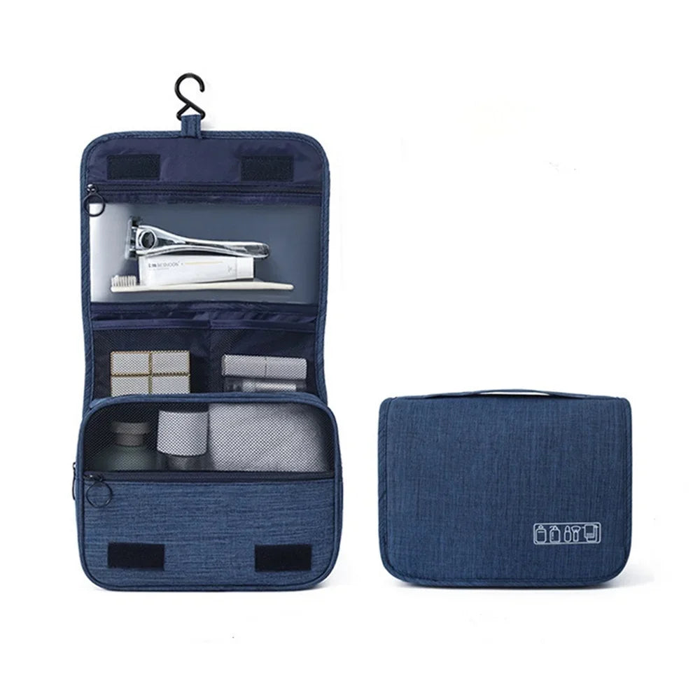Zawieszona kosmetyczka podróżna z haczykiem. Wodoodporny organizer unisex na przybory toaletowe, wygodny w łazience.