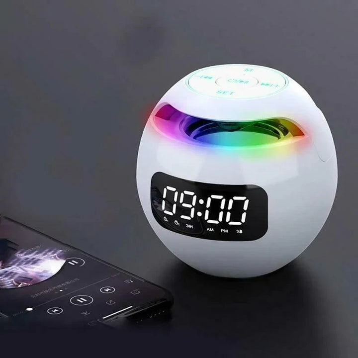 Budzik cyfrowy LED, inteligentny głośnik Bluetooth i lampka nocna – nowoczesne rozwiązanie do domu.