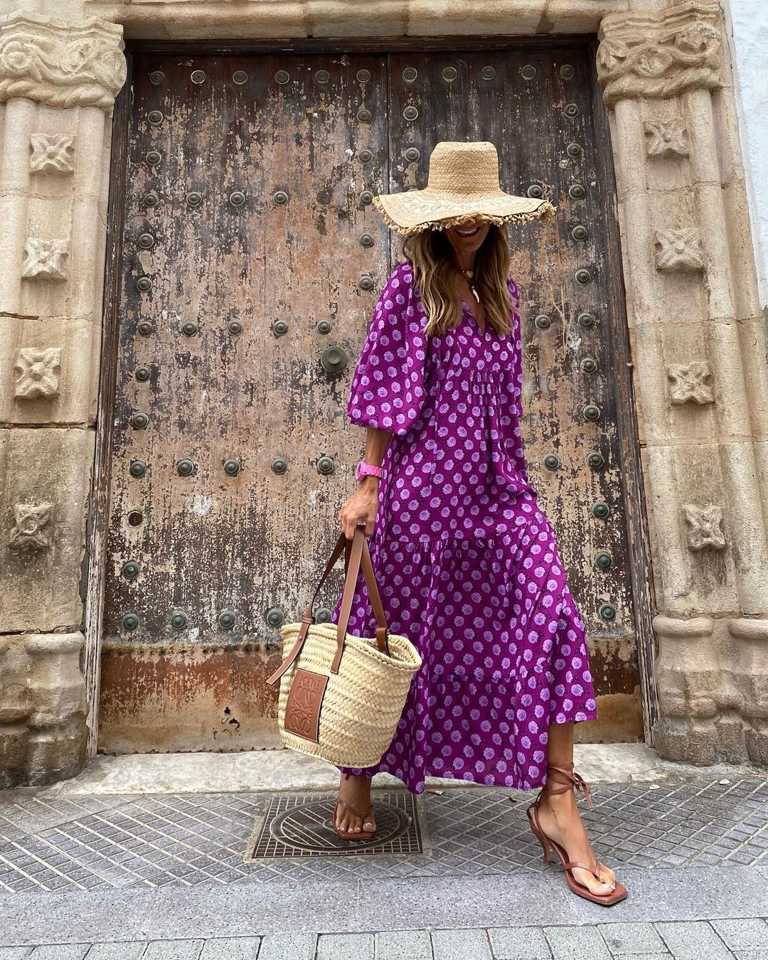 Damska letnia sukienka boho maxi z długim rękawem, luźny oversize, modny styl.