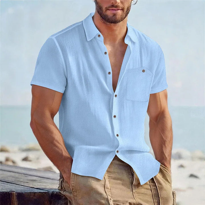 Koszula męska letnia regular fit, krótki rękaw. Lekka i przewiewna, casualowy look.