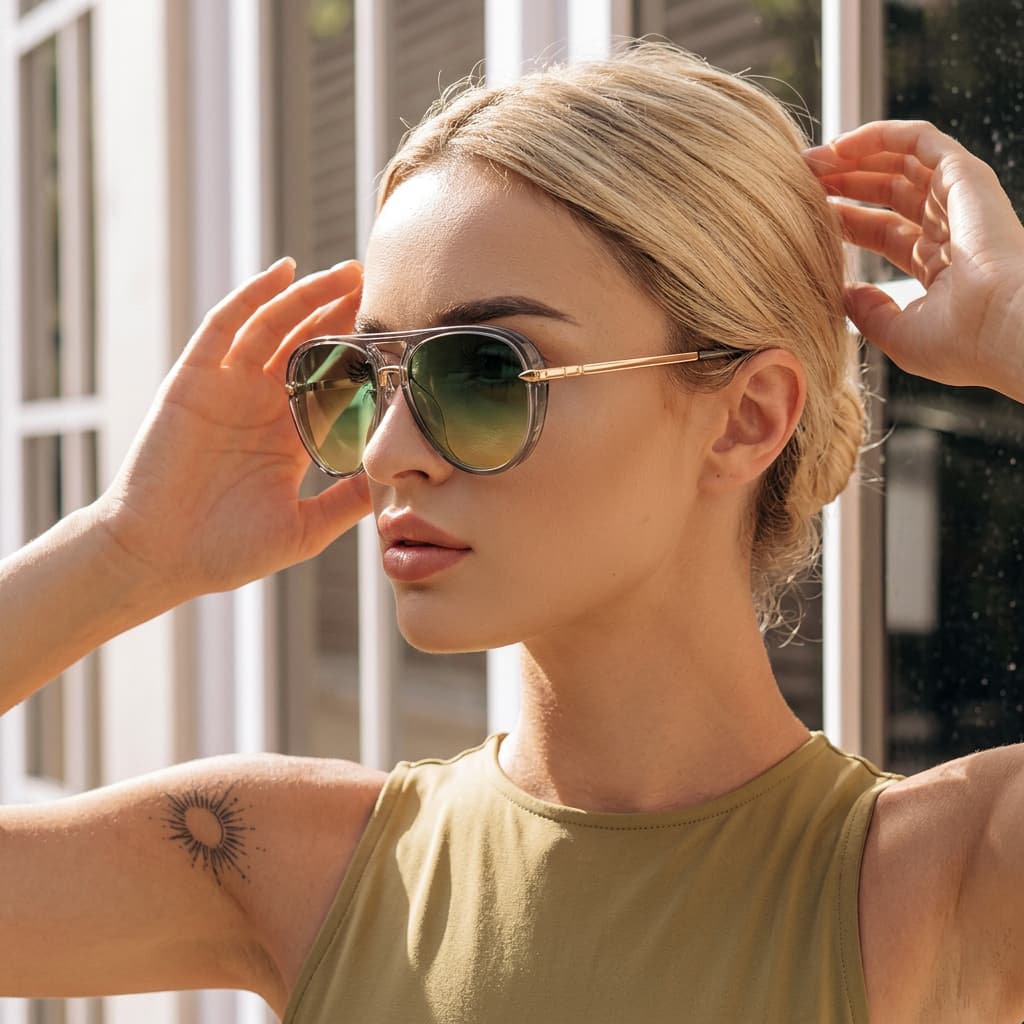 Modne okulary przeciwsłoneczne aviator unisex. Gradientowe soczewki, klasyczny styl retro. Idealne na słoneczne dni.