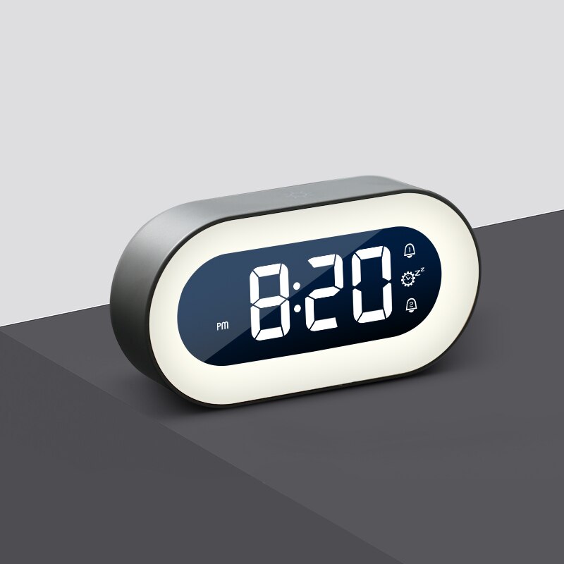 Budzik LED z delikatnym nocnym światłem, cyfrowym wyświetlaczem. Akumulatorowy zegar do sypialni. Ładowanie USB-C.