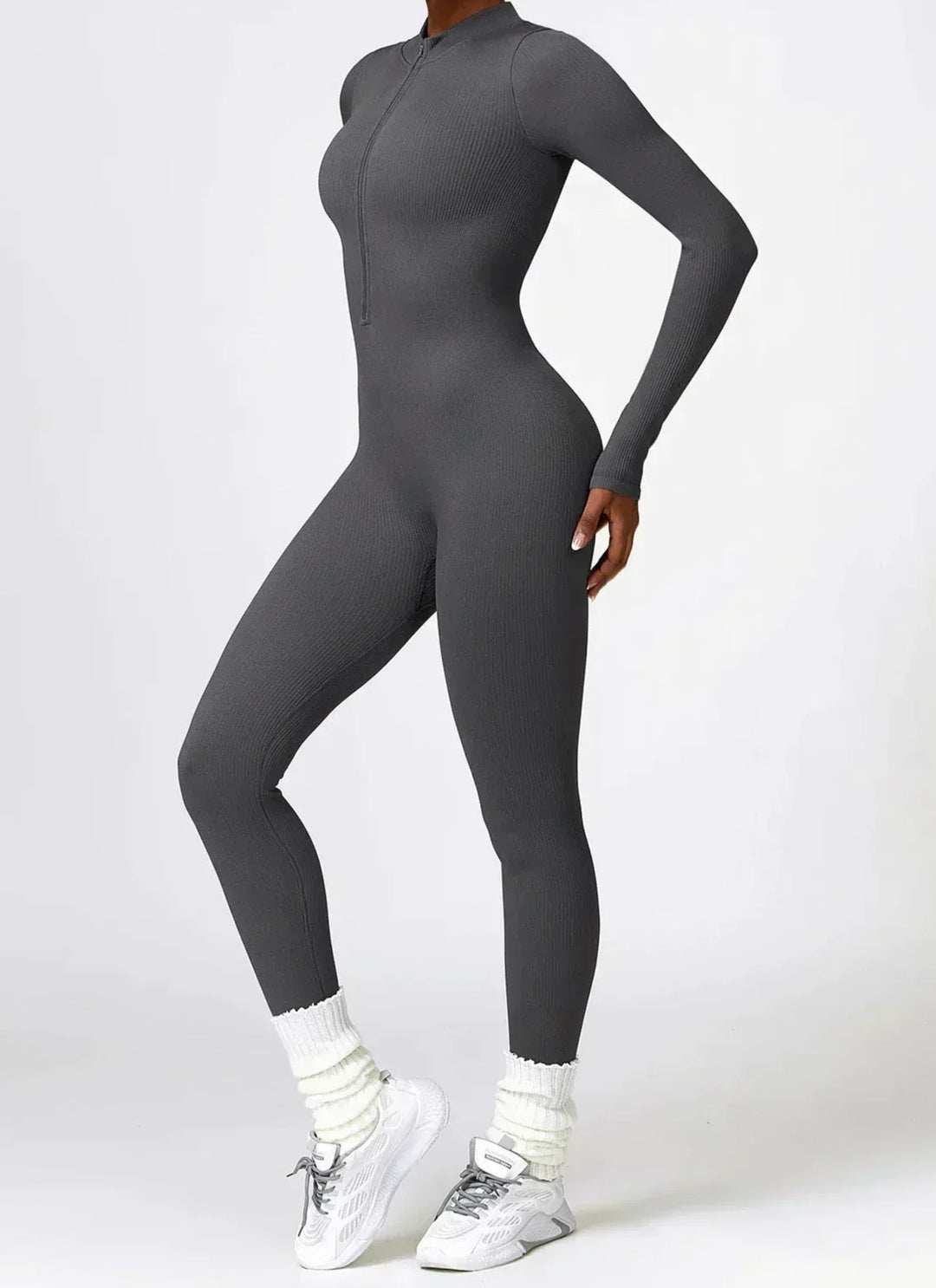 Damski kombinezon athleisure, elastyczny, z długim rękawem, do codziennej aktywności.