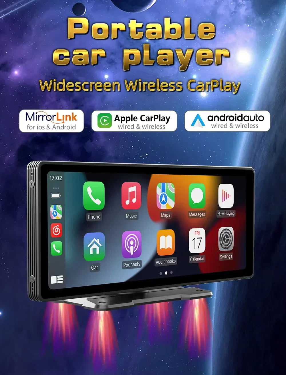 Uniwersalny ekran dotykowy do samochodu z CarPlay i Android Auto, idealny do rozrywki w aucie.