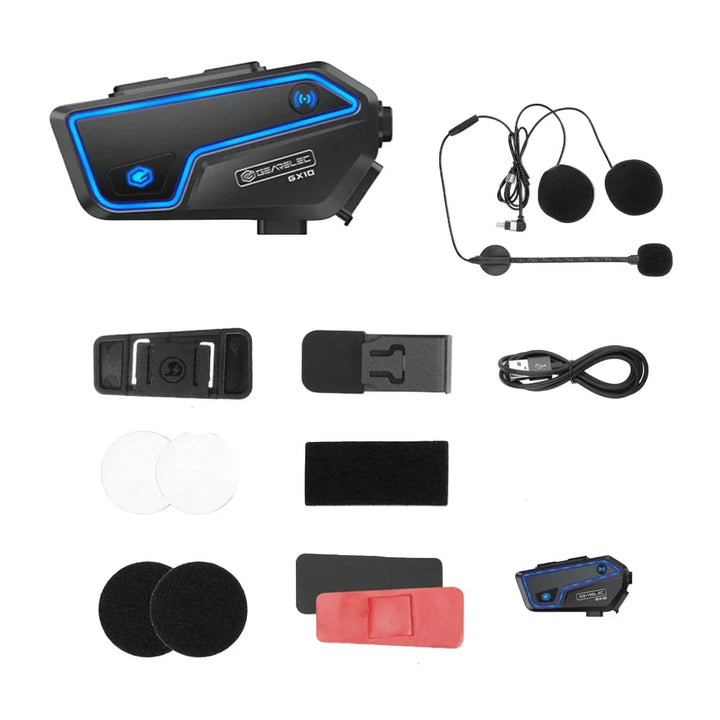 Nowoczesny interkom motocyklowy Bluetooth z wyraźnym dźwiękiem, idealny do komunikacji i nawigacji.