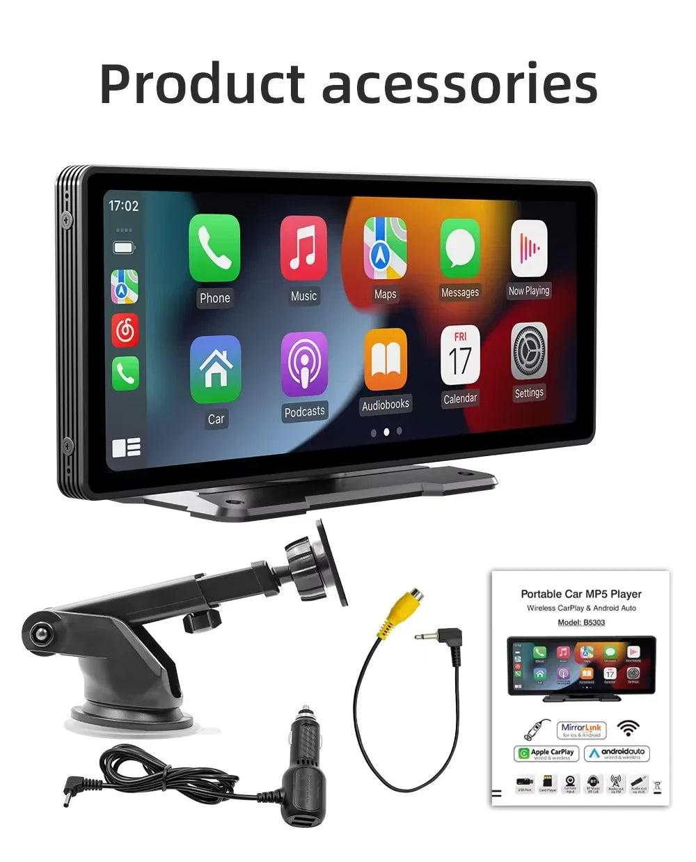 Nowoczesny odtwarzacz multimedialny 10.26" do auta, oferujący nawigację i rozrywkę z CarPlay i AA.