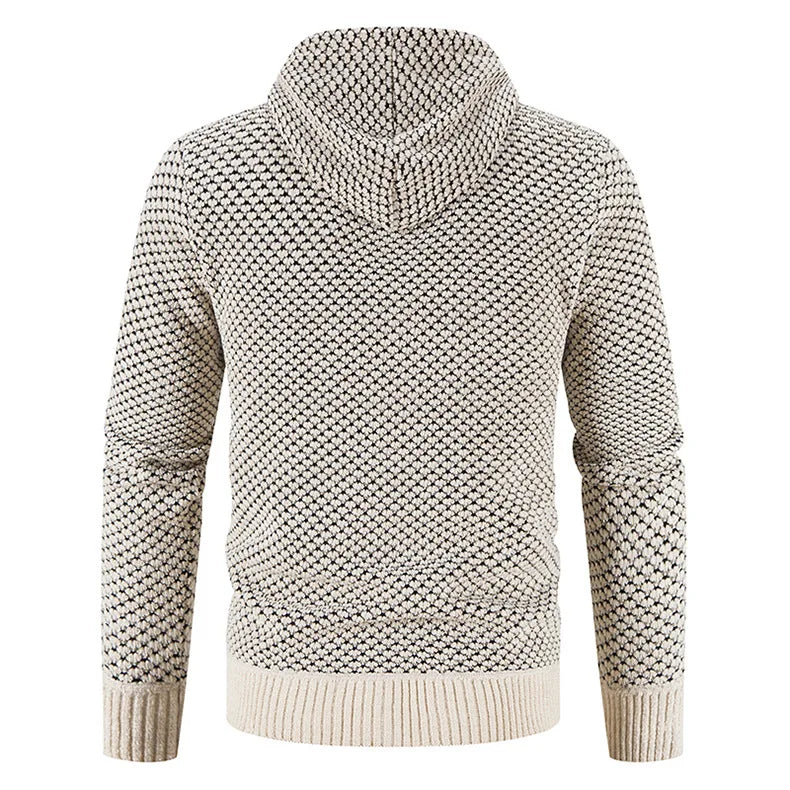 Stylowy męski kardigan casual, modny sweter rozpinany z podszyciem polarowym.