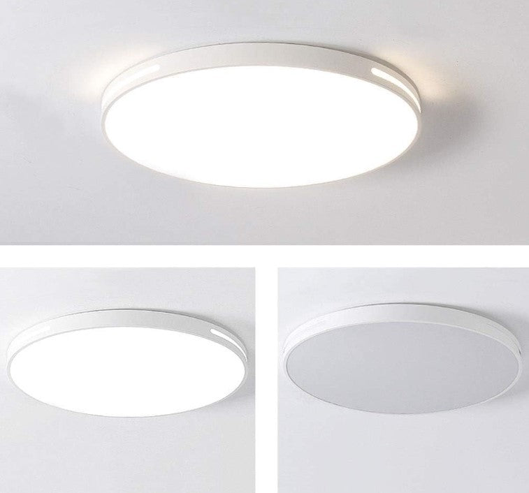 Biała ultracienka lampa sufitowa LED, minimalistyczne oświetlenie wnętrz, energooszczędne i stylowe.