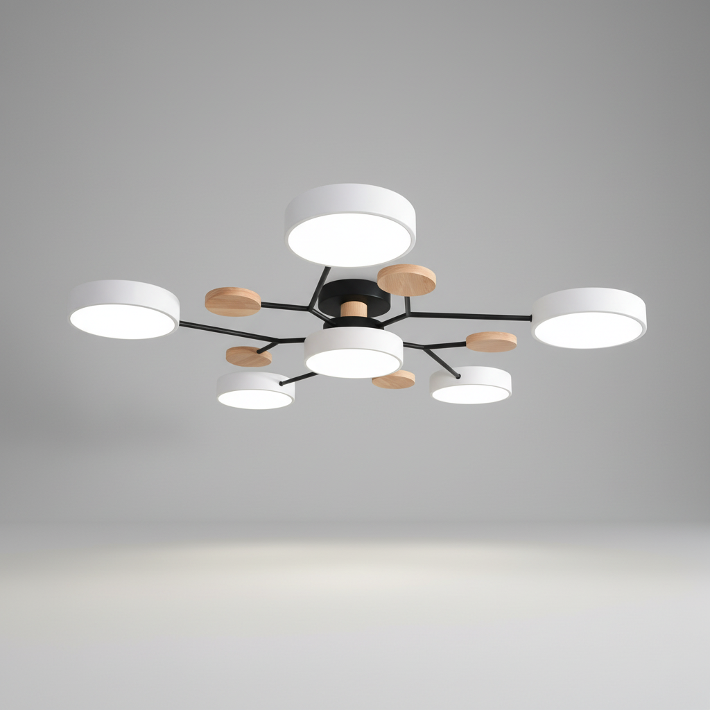 Minimalistyczna lampa sufitowa LED SkandiGlow. Skandynawska designerska lampa, zapewniająca ciepłe światło LED.
