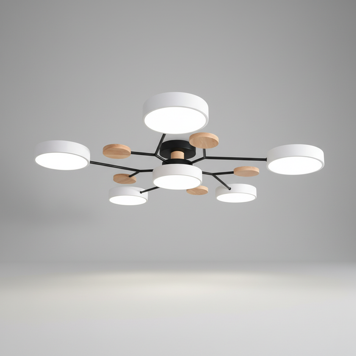 Minimalistyczna lampa sufitowa LED SkandiGlow. Skandynawska designerska lampa, zapewniająca ciepłe światło LED.
