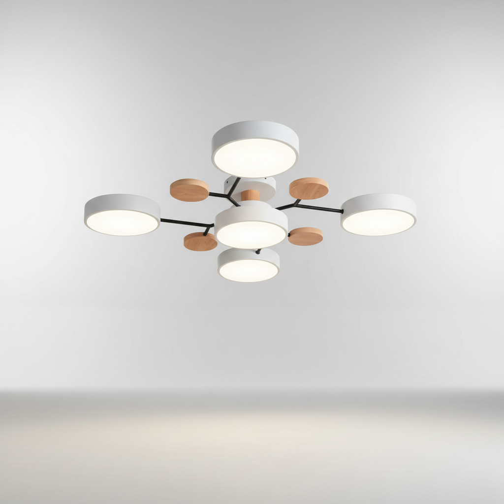 Lampa LED SkandiGlow do sypialni. Skandynawskie oświetlenie sufitowe z ciepłym, relaksującym światłem.