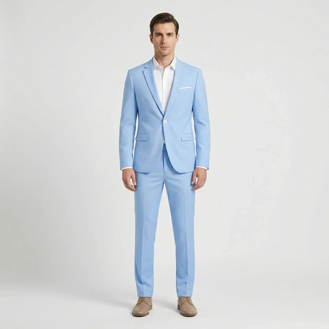 Formalny garnitur męski slim fit na wesele, spotkanie biznesowe lub inną uroczystość.