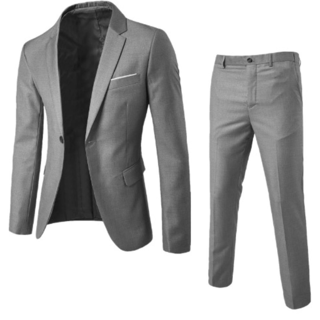 Formalny męski garnitur Noel slim fit. Idealny na ważne uroczystości, śluby i eleganckie przyjęcia. Wysoka jakość.