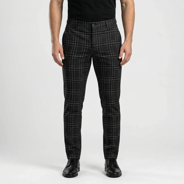 Męskie spodnie do kostki slim fit w kratę. Nowoczesny fason Cornelius dla mężczyzn ceniących styl i wygodę.
