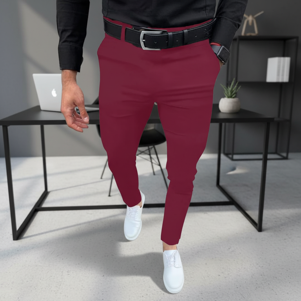 Męskie spodnie slim fit Pascal, eleganckie i komfortowe na co dzień.