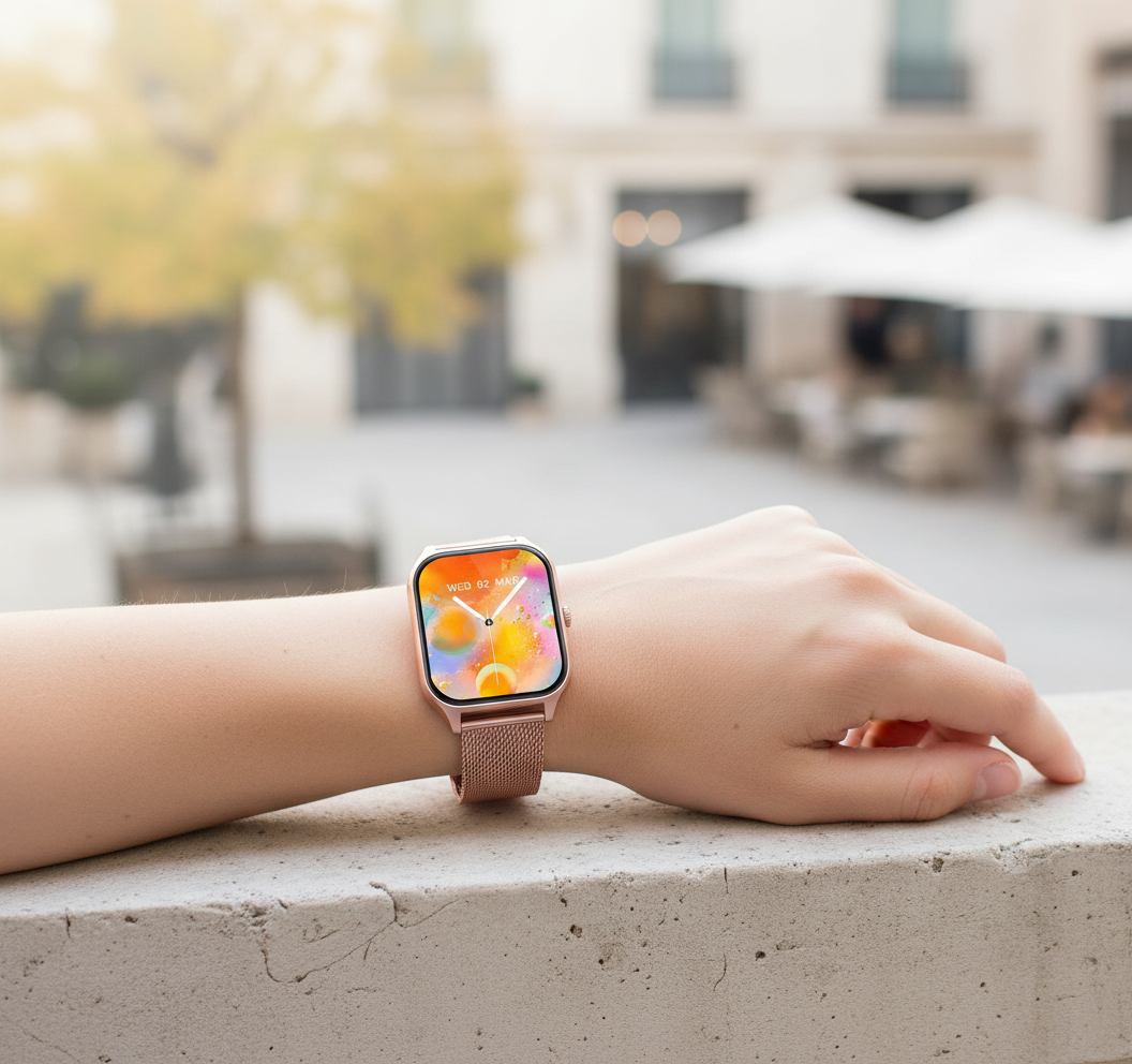Damski smartwatch StyleTrack z trackerem aktywności, elegancki design na co dzień.