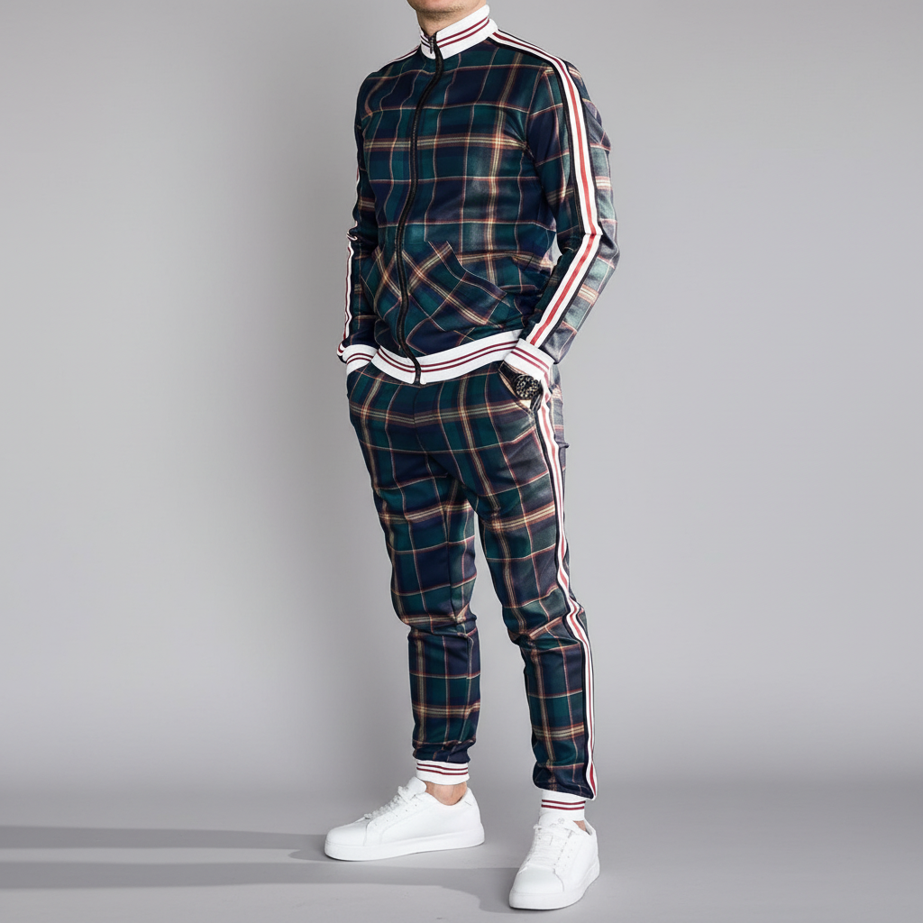 Męski dres sportowy Vincent, optymalny na treningi i aktywność fizyczną. Modny design.