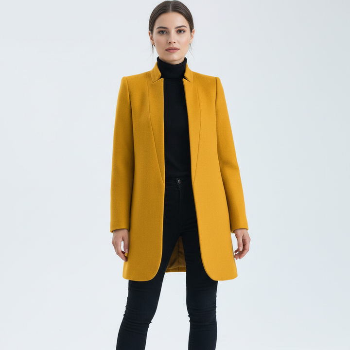 Wygodny i elegancki płaszcz damski Valentina z guzikami. Idealny jako uniwersalne okrycie wierzchnie.