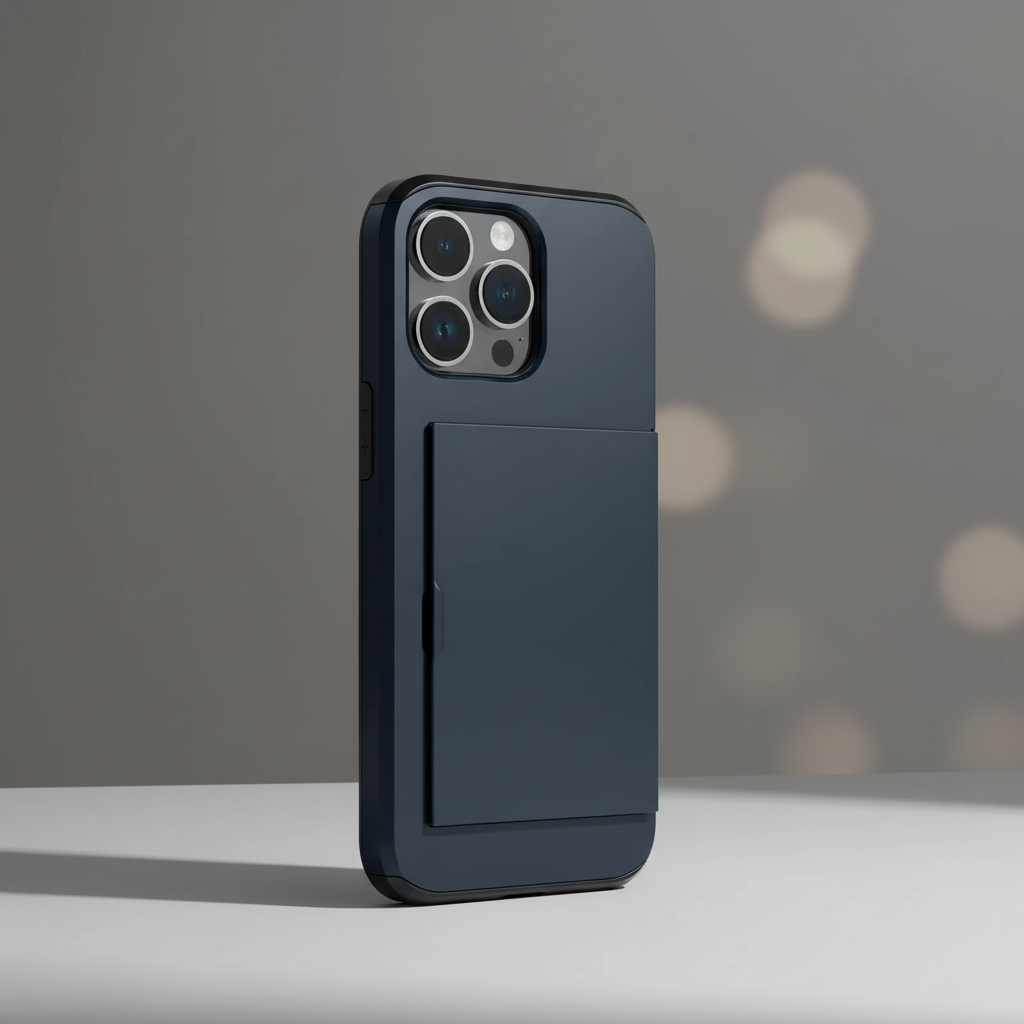 Odporne na wstrząsy etui CardaShield na iPhone z kieszenią na karty, zapewniające bezpieczeństwo telefonu.