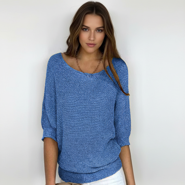 Stylowy zimowy sweter damski z rękawami nietoperza. Modny luźny krój, idealny na wiele okazji.