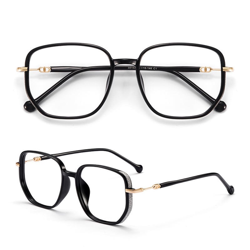 Czarne eleganckie damskie okulary do czytania, blokujące niebieskie światło. Komfort dla oczu.