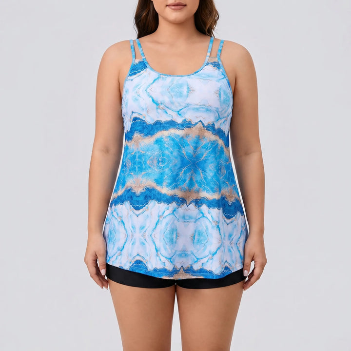 Dwuczęściowe bikini damskie plus size tie-dye, szybkoschnący strój kąpielowy na letnią plażę.