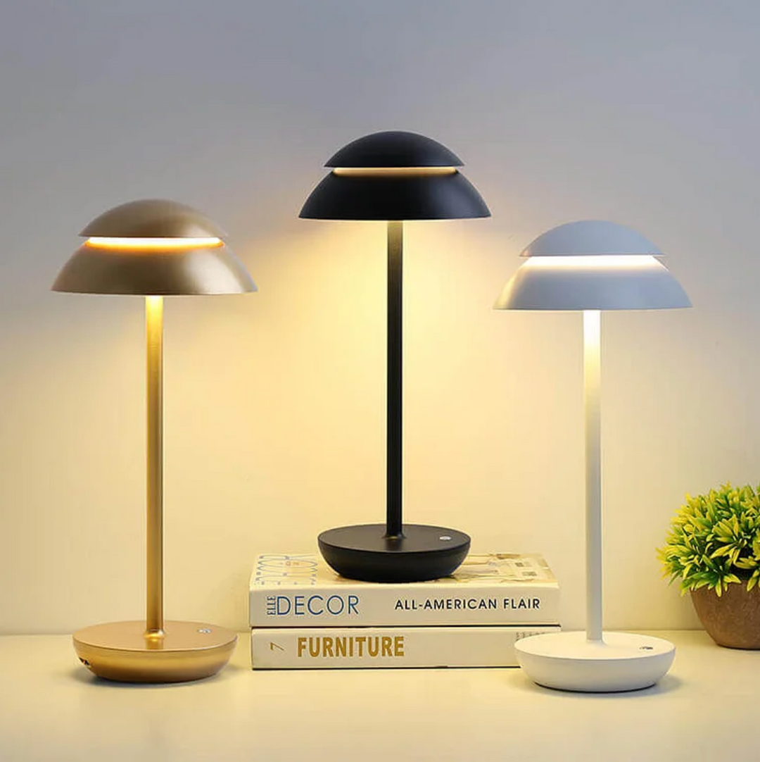 Designerska lampa grzybek LED z dotykowym ściemnianiem. Bezprzewodowa dekoracja, idealna do salonu.
