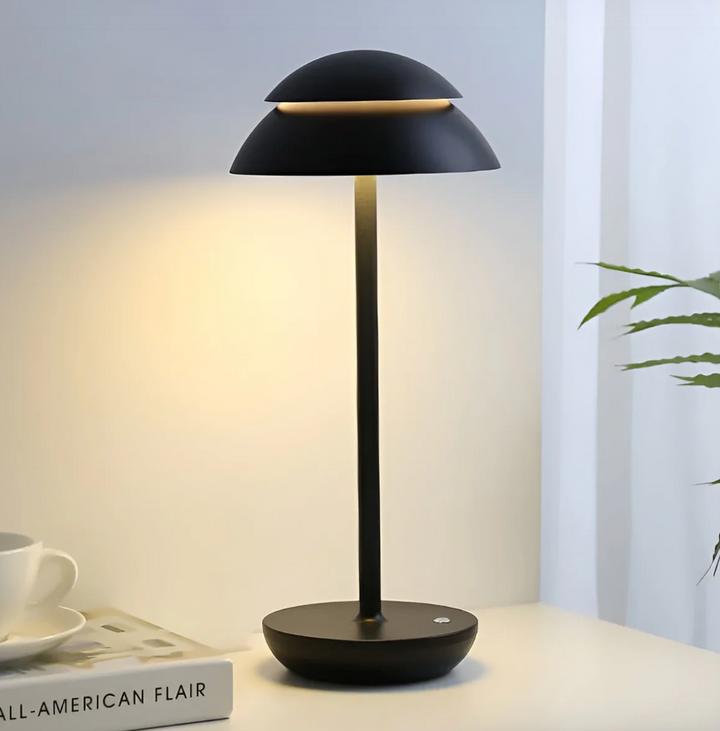 Nowoczesna lampa stołowa grzybek LED. Bezprzewodowa, ładowana USB, ściemniana. Oświetlenie do sypialni.