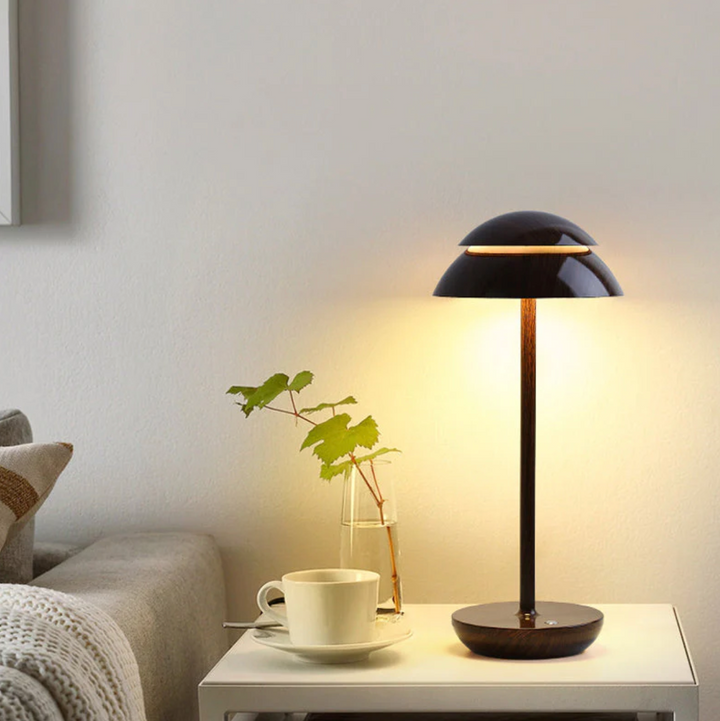 Nowoczesna lampa stołowa grzybek, LED. Bezprzewodowa, ściemniana dotykiem. Oświetlenie idealne do relaksu.