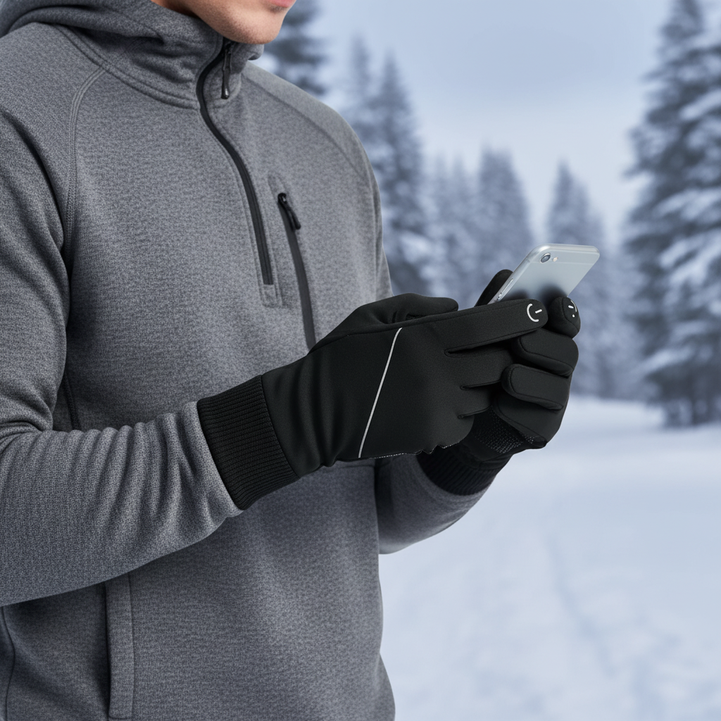 Męskie rękawice zimowe ThermoTouch z ekranem dotykowym, ciepłe i wiatroszczelne, idealne na smartfon i outdoor.