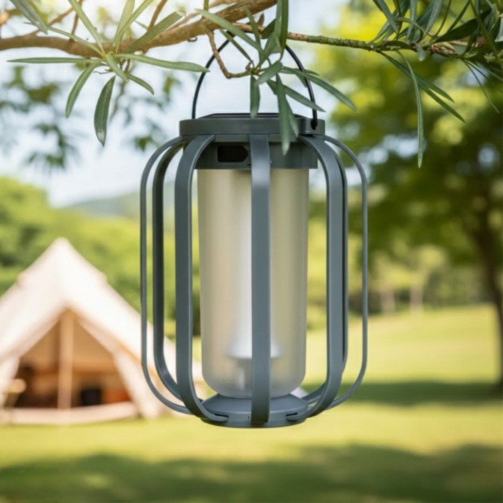 Latarnia LED CampGlow, przenośne oświetlenie na camping. Uniwersalna, stojąca i wisząca, idealna do wnętrz i na zewnątrz.