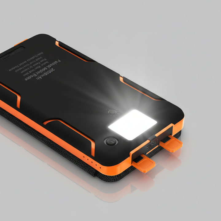 Solarny powerbank SunChargeo, ładowarka awaryjna z panelem fotowoltaicznym, niezastąpiony na biwak i wyprawy.