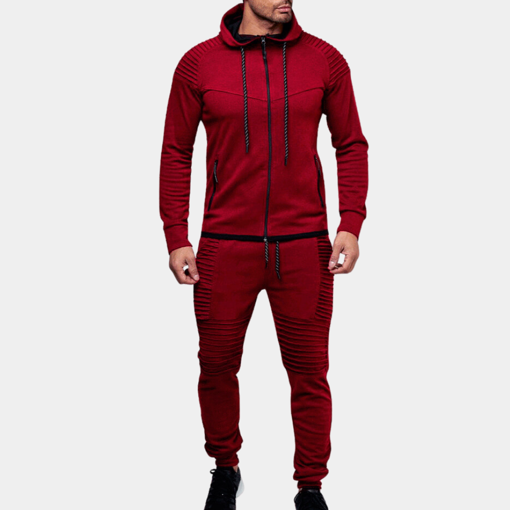 Męski dres z kapturem do aktywnego stylu życia. Stylowe ubranie sportowe.