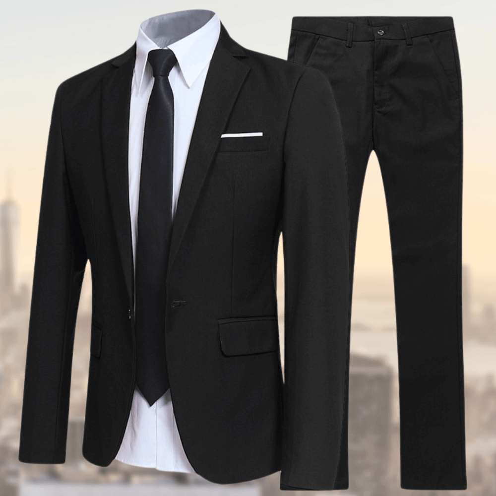 Elegancka marynarka męskiego garnituru formalnego. Klasyczny krój, wyrafinowane detale, idealna do stylu biznesowego.