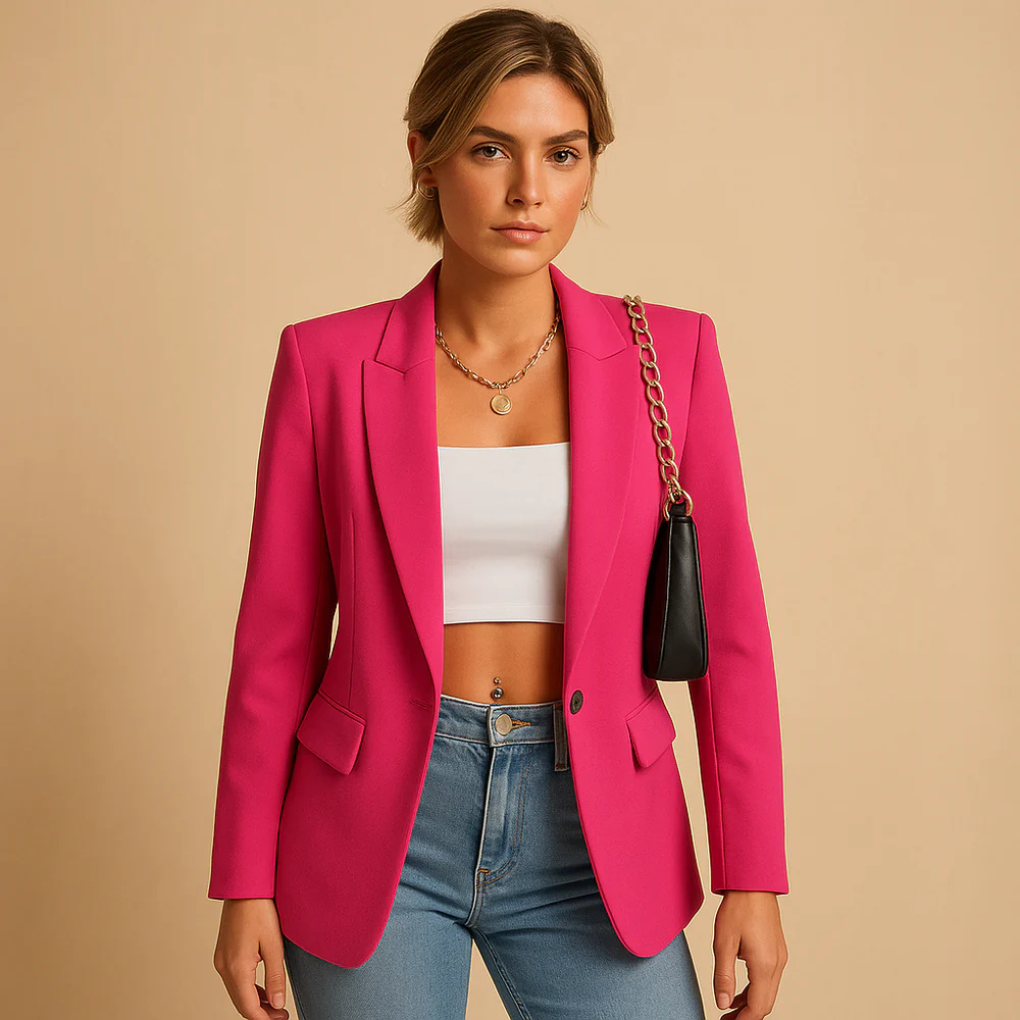 Modny żakiet damski slim fit, perfekcyjny do stylizacji biurowych i smart casual. Dostępny w wielu kolorach.