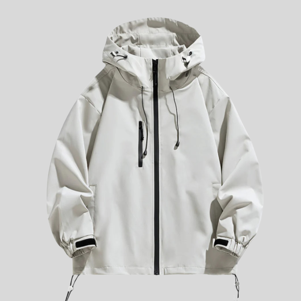 Męska kurtka narciarska z kapturem, wodoodporna, idealna na zimowe sporty outdoorowe i rekreację w górach.
