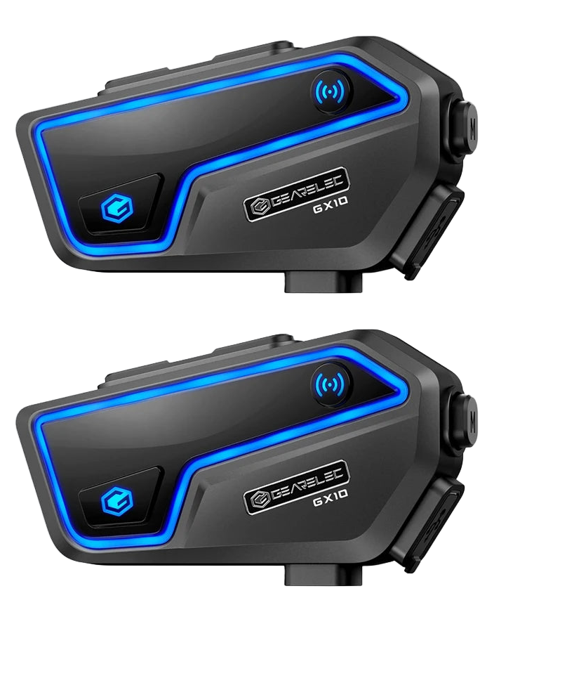 Interkom motocyklowy Bluetooth RideSync, wodoodporny IP67, dla 10 kierowców, do komunikacji grupowej.