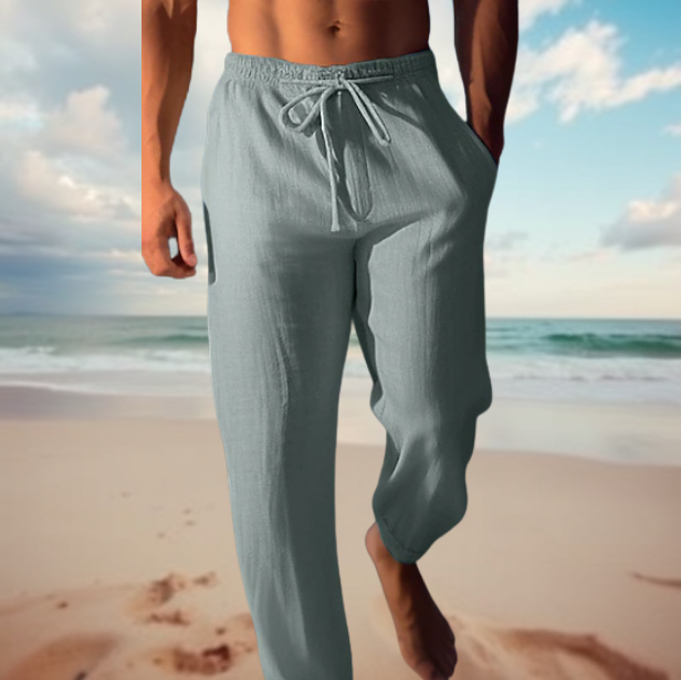 Nowe męskie letnie spodnie, idealne na wakacje i codzienne wyjścia, łączące styl slimfit z komfortem.