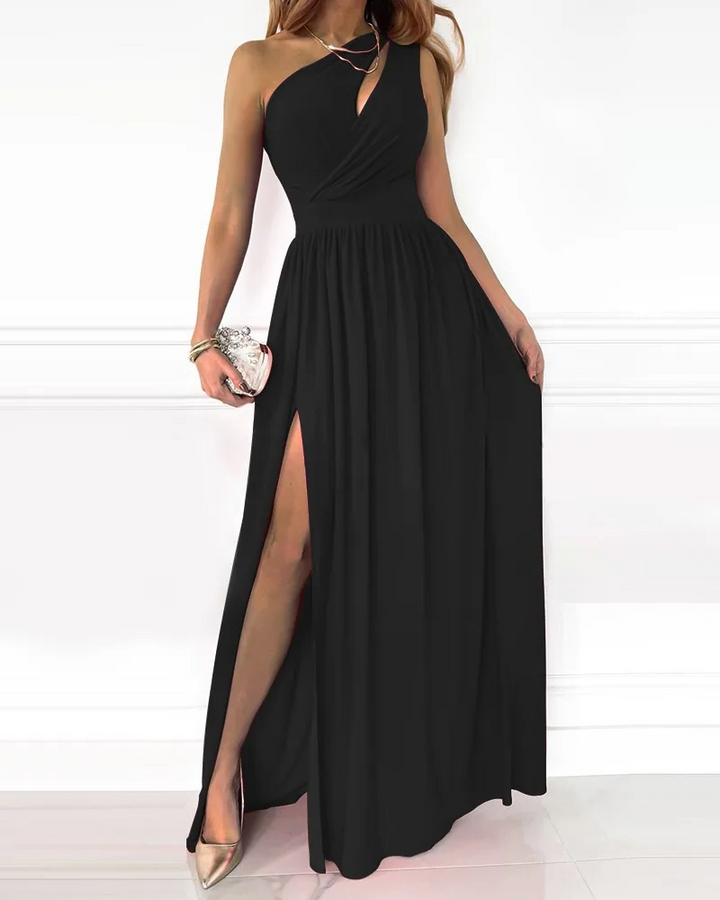 Stylowa letnia sukienka maxi damska bez rękawów, z wycięciami, na plażę lub eleganckie przyjęcia.
