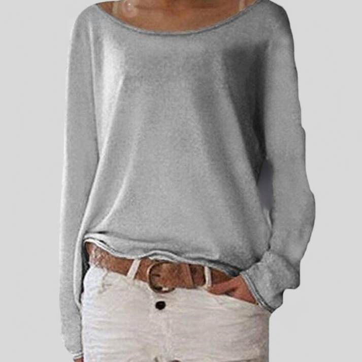 Casualowy sweter damski Soraya, długi rękaw, okrągły dekolt, modne ubranie na jesienne dni.