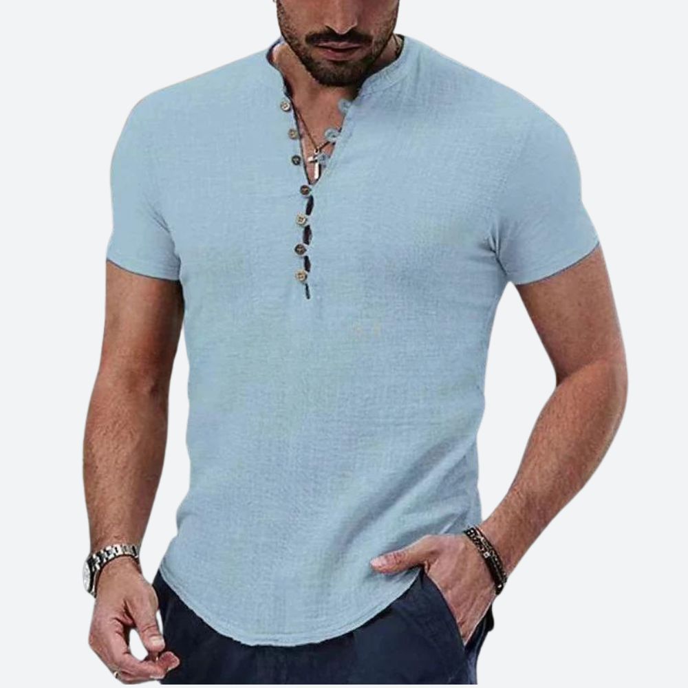 Wiosenna męska koszulka tshirt z krótkim rękawem. Przewiewna, wygodna i stylowa do codziennego użytku.
