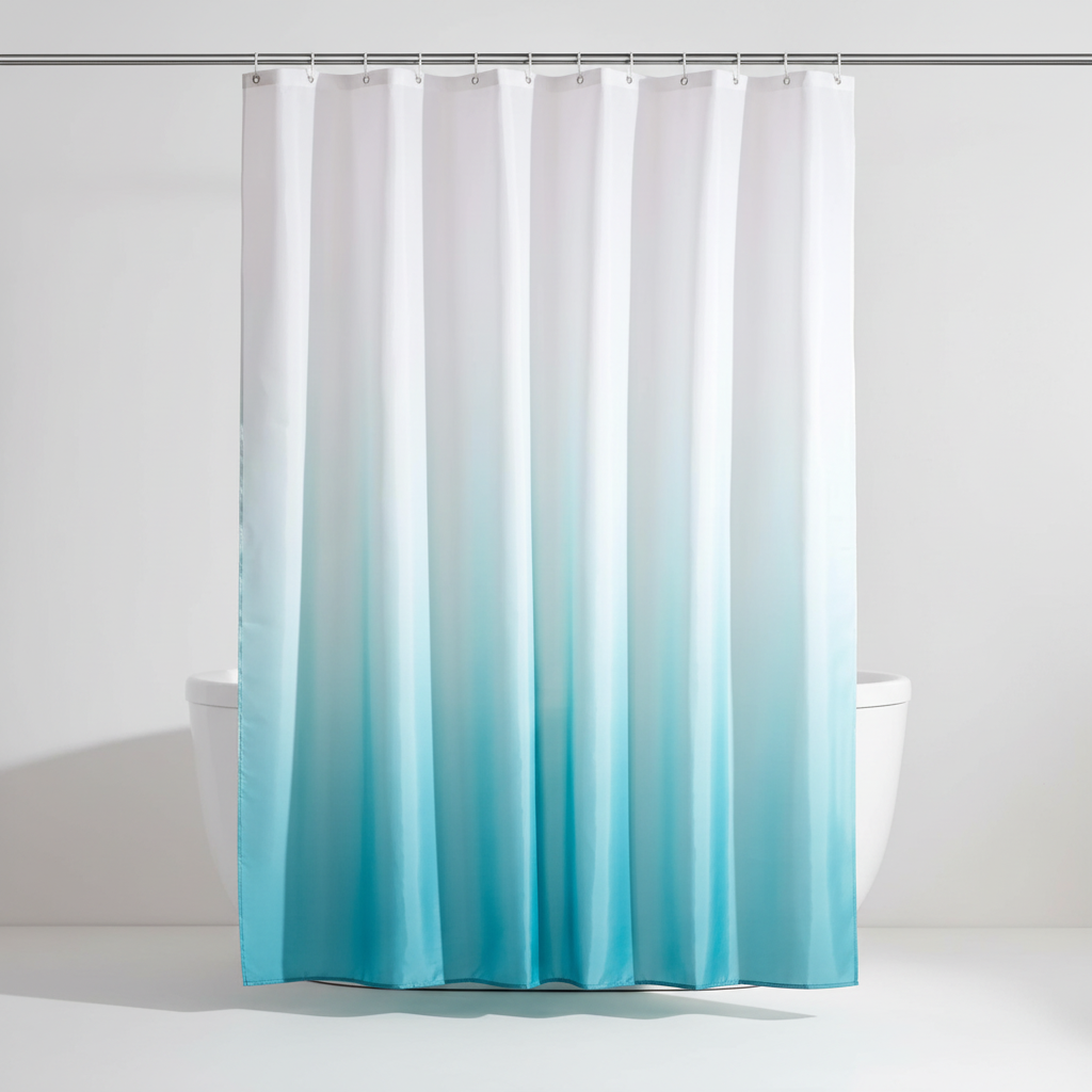 Zasłona prysznicowa AquaVeil z poliestru, gruba i wodoodporna. Elegancki gradient do nowoczesnej łazienki.