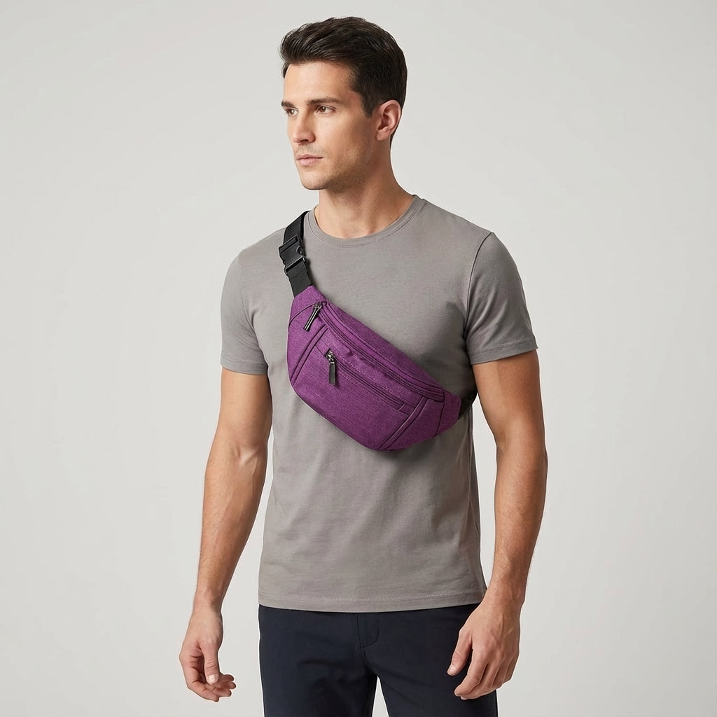 Elegancka czarna torba GoSling, regulowana, na ramię lub crossbody. Wygodna saszetka-nerka do miejskiego stylu, trwała.