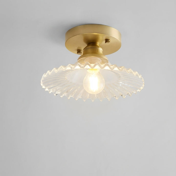 Designerska lampa sufitowa vintage. Szklana, kwiatowa z zielonymi płatkami. Idealna do stylowego wnętrza.
