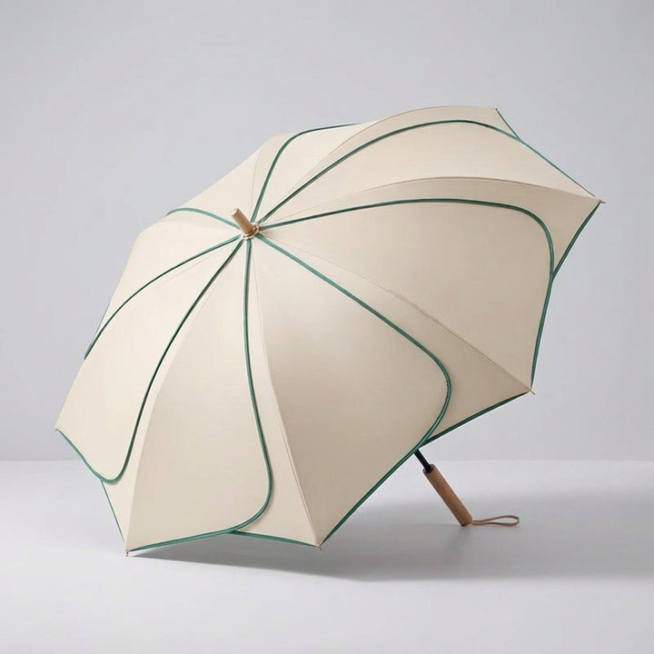 Parasol na słońce i deszcz WC2026. Damski, elegancki, z modnym kwiatowym wzorem na brzegu. Skuteczna ochrona UV.