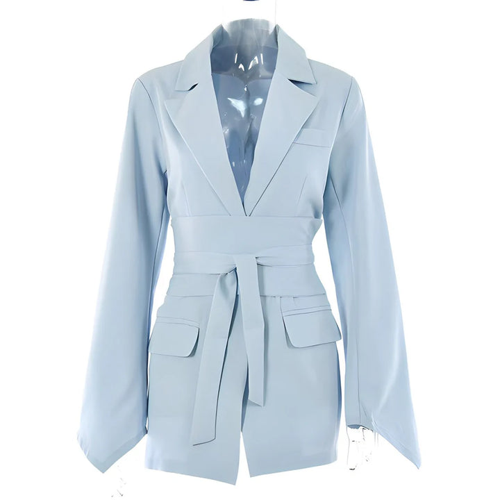 Damski żakiet z paskiem. Wielofunkcyjna, taliowana marynarka. Elegancki i casualowy styl.