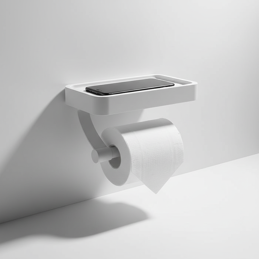 Uchwyt na papier toaletowy ze stali nierdzewnej z półką do łazienki. Ścienny design oszczędza miejsce.