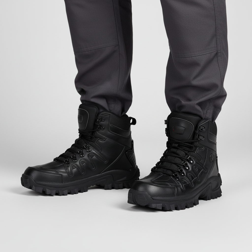 Wytrzymałe męskie buty taktyczne Scott, wodoodporne, do zastosowań wojskowych i outdoorowych. Dostępne w czerni i khaki.