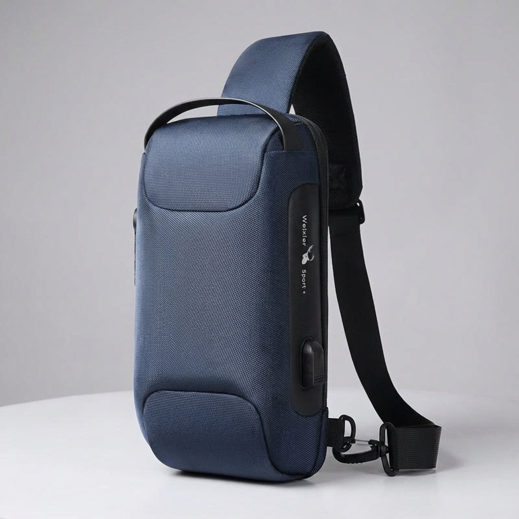 Miejska torba crossbody antykradzieżowa z wodoodpornego materiału, z portem USB i organizerem, bezpieczna na co dzień.